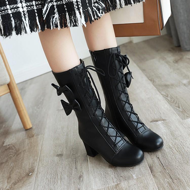 Lace-Up Bow Boots