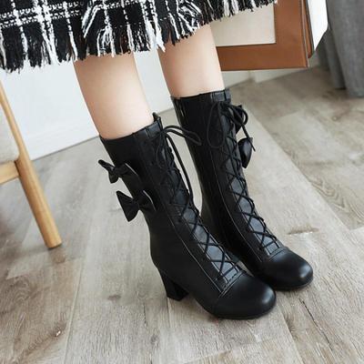 Lace-Up Bow Boots