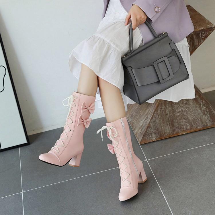 Lace-Up Bow Boots