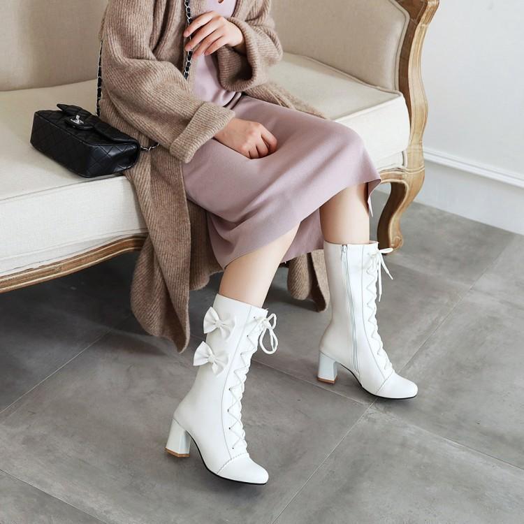 Lace-Up Bow Boots