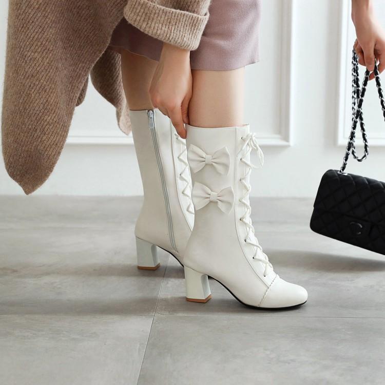 Lace-Up Bow Boots