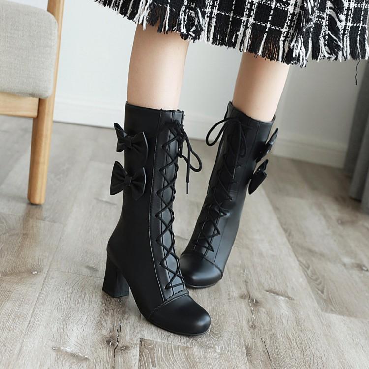 Lace-Up Bow Boots