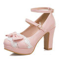 Bow & Lace Strap High Heel Shoes
