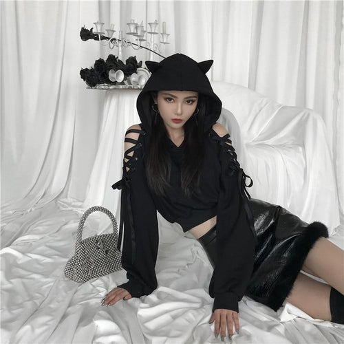 Black Cat Ear Hoodie