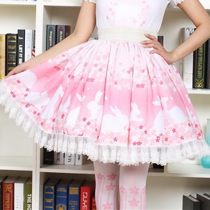 Bunny & Cherry Blossom Flared Skirt