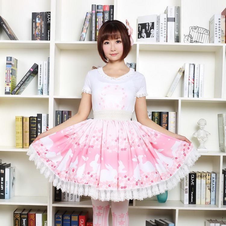 Bunny & Cherry Blossom Flared Skirt