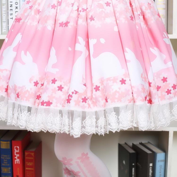 Bunny & Cherry Blossom Flared Skirt