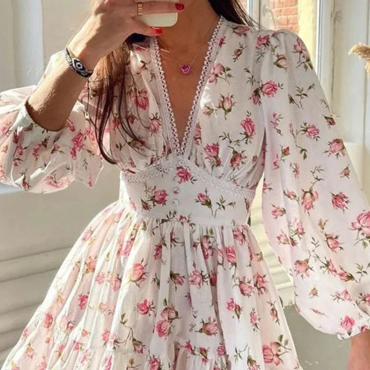Floral Long Sleeve Mini Dress